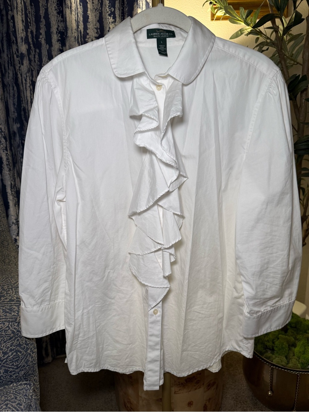 Ralph Lauren Button Up Ruffle Blouse
